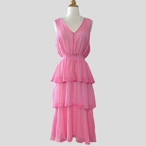 Tommy Hilfiger Pink Tiered Midi Dress